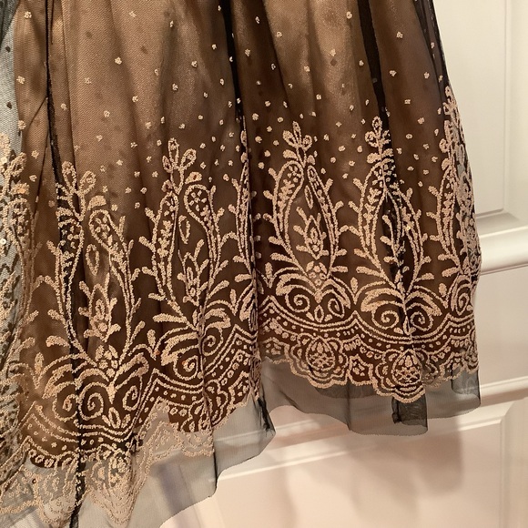 Adrianna Papell Formal Mini Dress Size 12P VNeck Black Beaded Lace Overlay - Picture 5 of 15